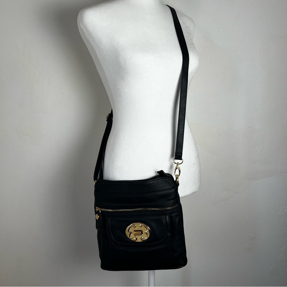 EMMA FOX Black Leather Crossbody Bag